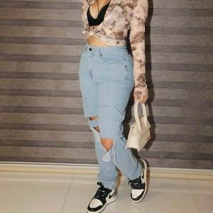 SHEIN Boot Cut/Boyfriend Distressed Jeans